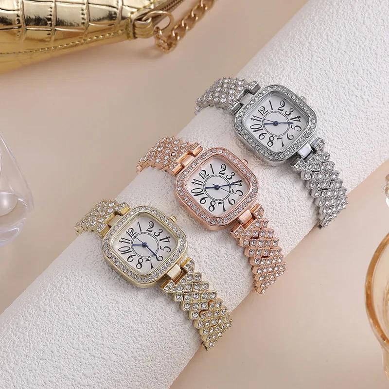 Silver Rhinestone Square Watch